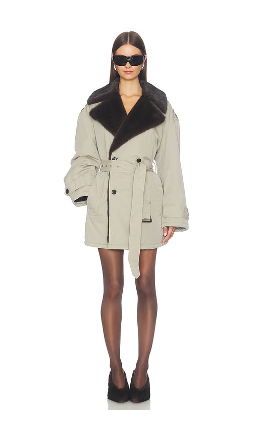 Oversized Trench Coat With Faux Fur Lining Oversized Trench Coat With Faux Fur Lining