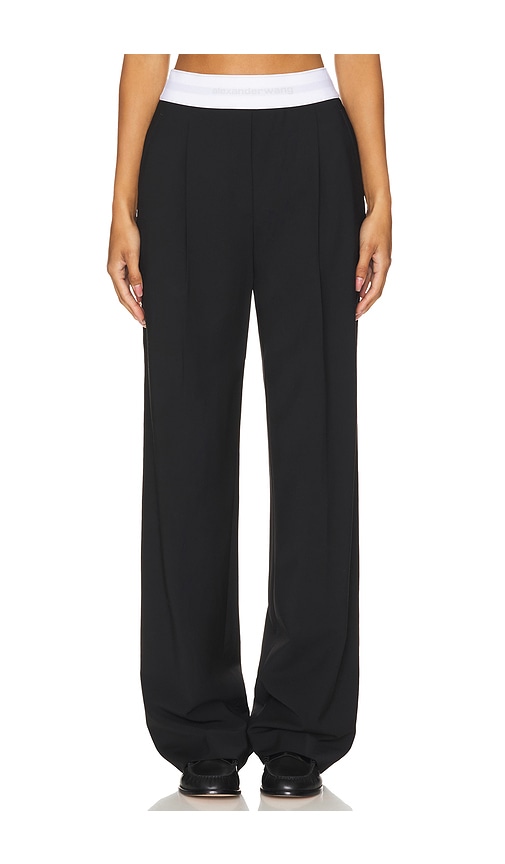 Alexander Wang High Waisted Pleated Pant With Logo Elastic