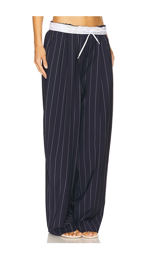 Alexander Wang Trouser Turned Down Waistband In Navy & Grey