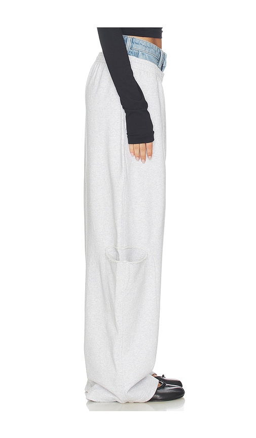  Alexander Wang Pantalon Sweat Prestyled Slashed With Denim Waistband En Grey. Taille 25. Also En 26. 