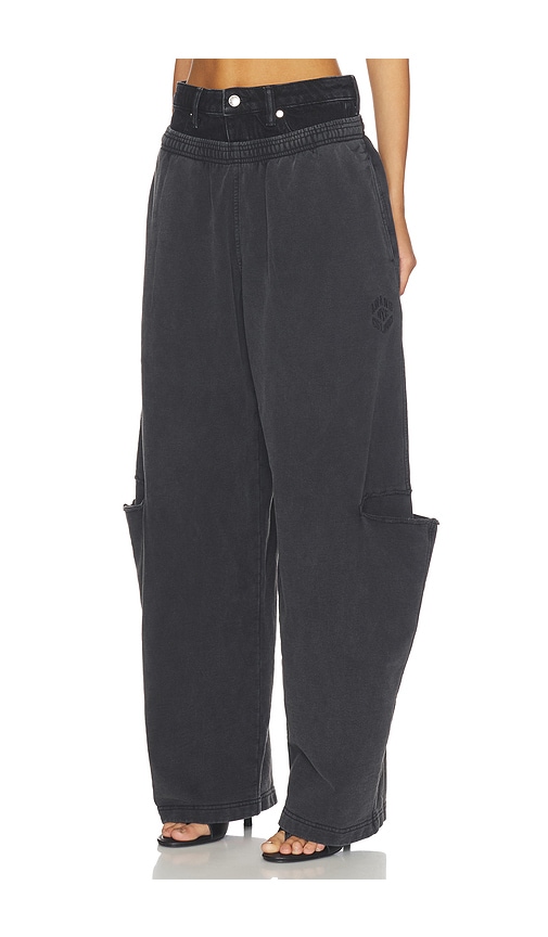  Alexander Wang Prestyled Slashed Sweatpant With Denim Waistband In Black. Size 25. Also In 26, 27, 28, 29. 