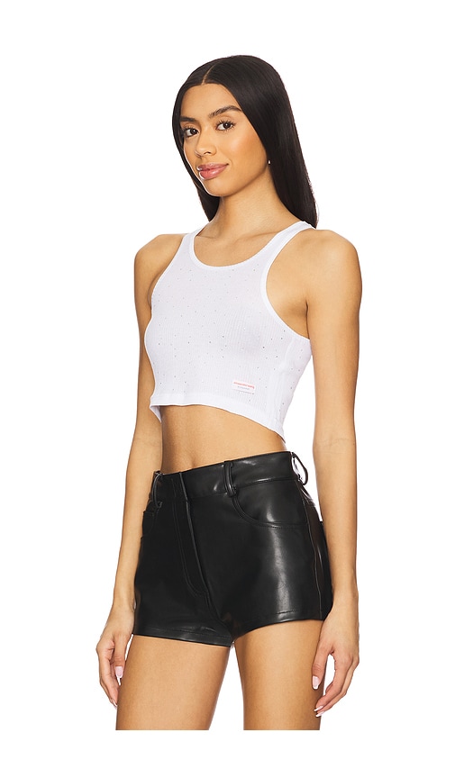 Hotfix Cropped Classic Racer Tank in White. - size XS (also in L, M, S, XL)