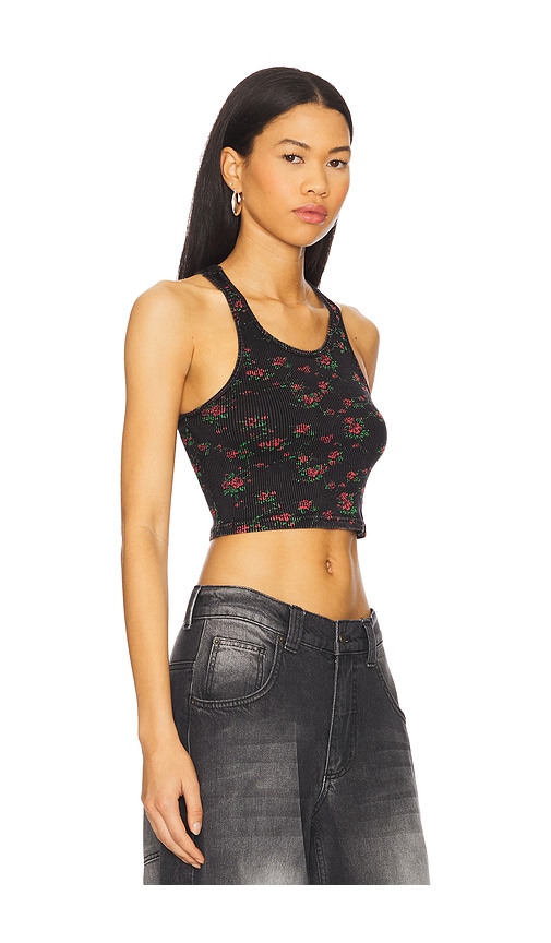 Cropped Classic Racer Tank in Black. - size XS (also in L, M, S, XL)