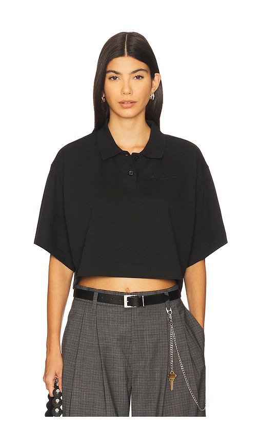 Cropped Polo T-shirt in Black. - size XS (also in L, M, S, XL)