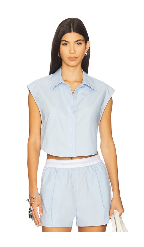 Cropped Button Down Sleeveless Shirt With Necklace en . Taille L. Also en M, S, XS - Alexander Wang - Modalova