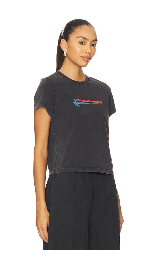 Alexander Wang Omens Washed Black Shrunken Round-neck Cotton-jersey T-shirt In Multi