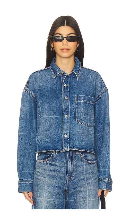 Alexander Wang Cropped Button Down Shirt In Blue