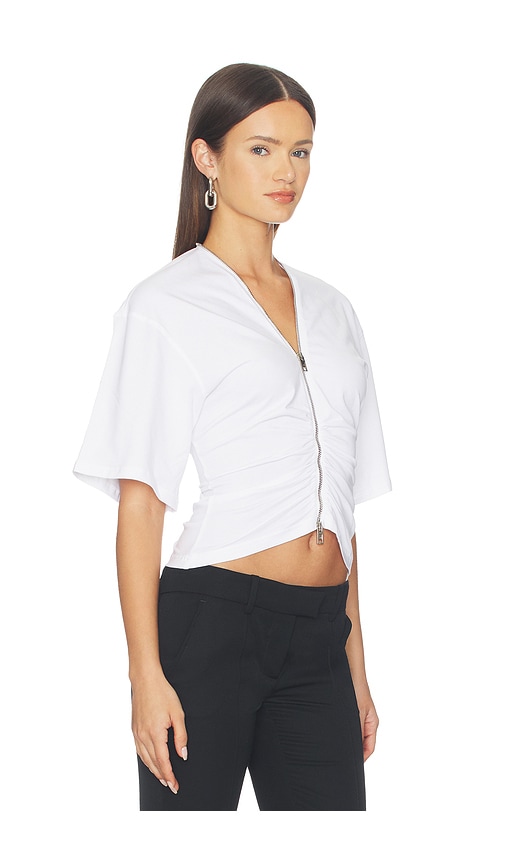 Alexander Wang Gathered T-shirt With Continuous Loop Zipper In White