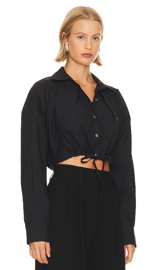 Shop Alexander Wang Double Layered Cropped Shirt In Black
