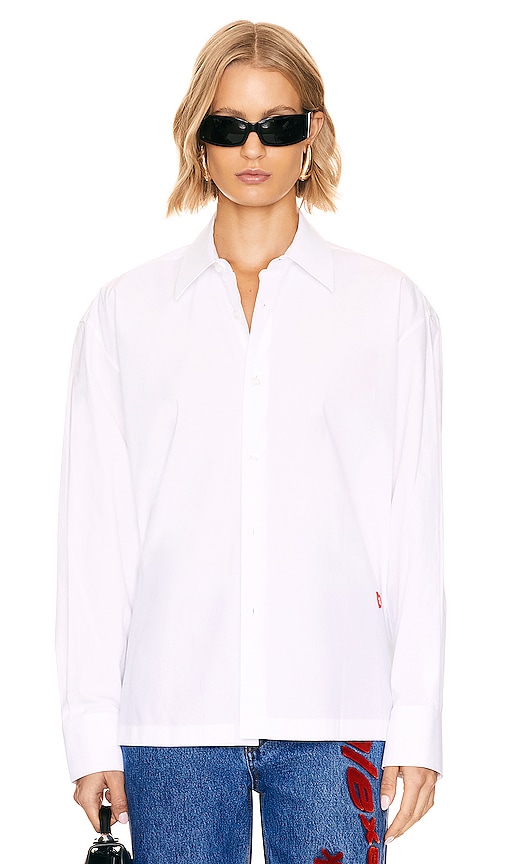 Shop Alexander Wang Apple Patch Button Up Shirt In White