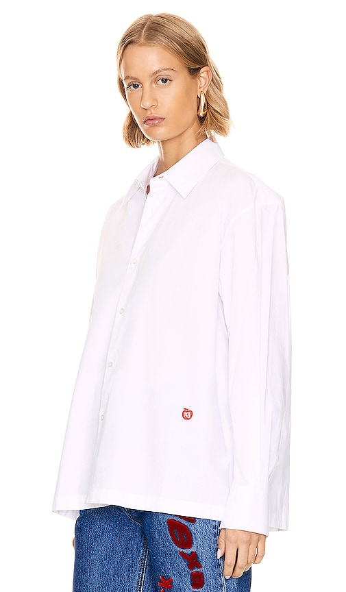 Shop Alexander Wang Apple Patch Button Up Shirt In White