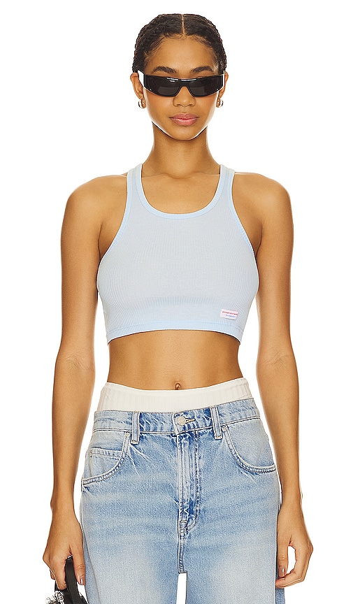 Alexander Wang Cropped Classic Racer Tank in Blue Pearl