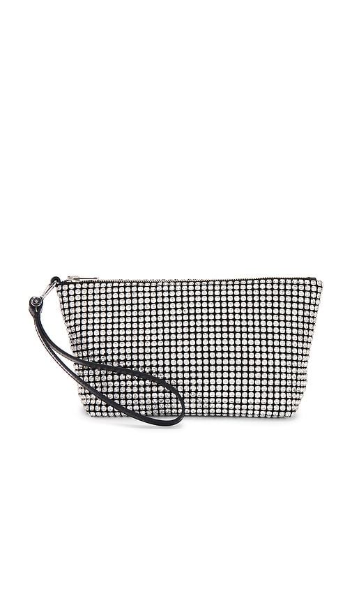 Shop Alexander Wang Heiress Wristlet Zip Pouch In Metallic Silver