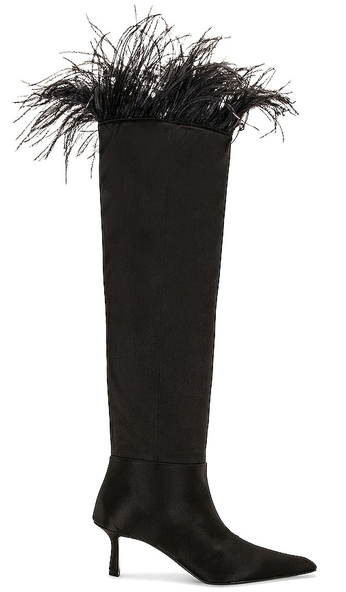 Shop Alexander Wang Viola 65 Feather Slouch Boot In Black