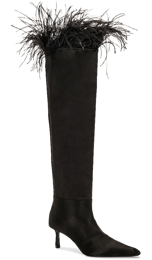 Shop Alexander Wang Viola 65 Feather Slouch Boot In Black