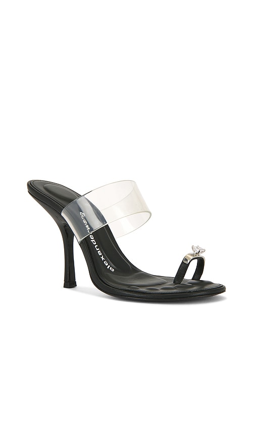 Alexander Wang Bianca 105mm Sandal W/ Crystal Toe Ring Shoes In Black