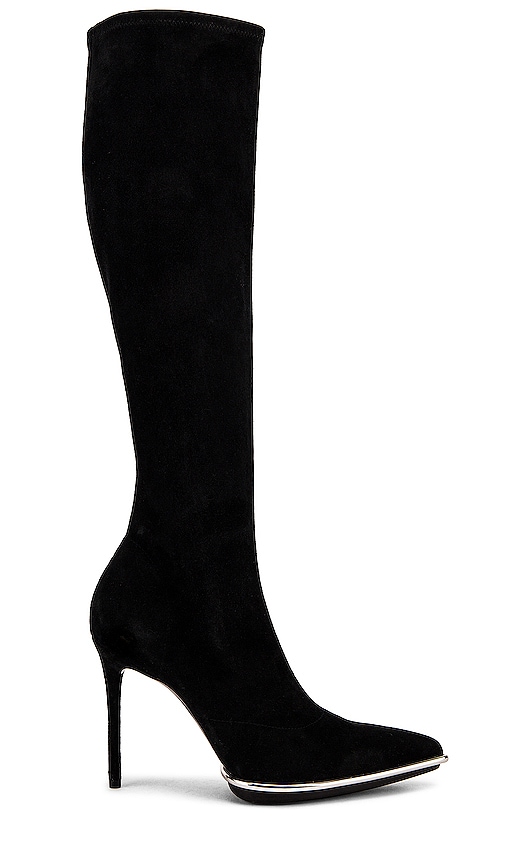 stretch suede knee high boots