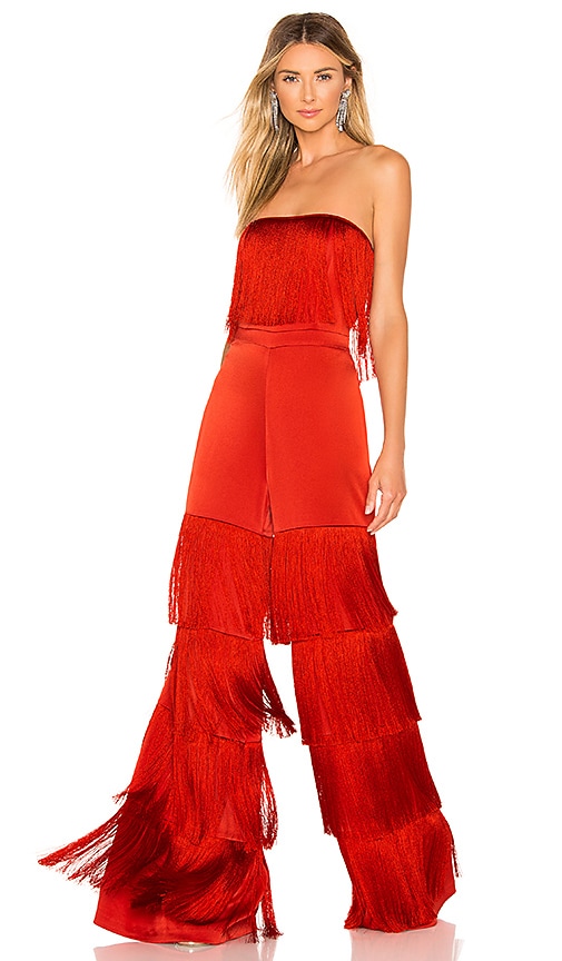 fringe jumpsuit red