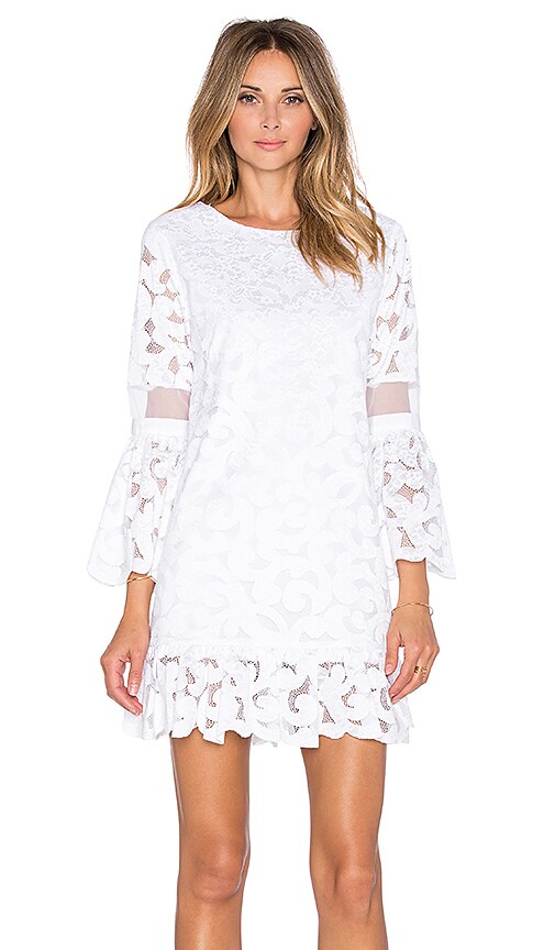 3 4 Sleeve White Lace Dress