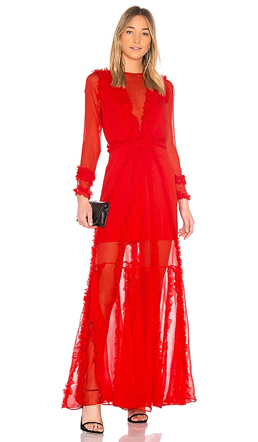 Alexis Janine Sheer Gown in Red | REVOLVE