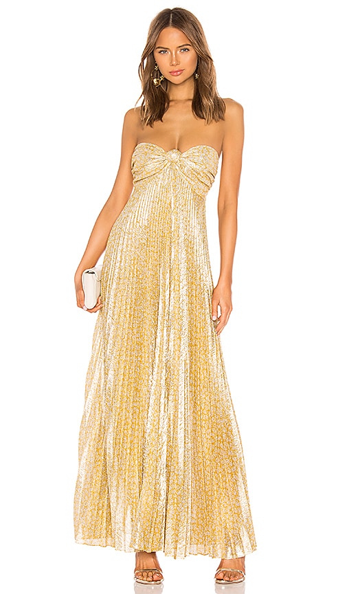 gold pleated dress