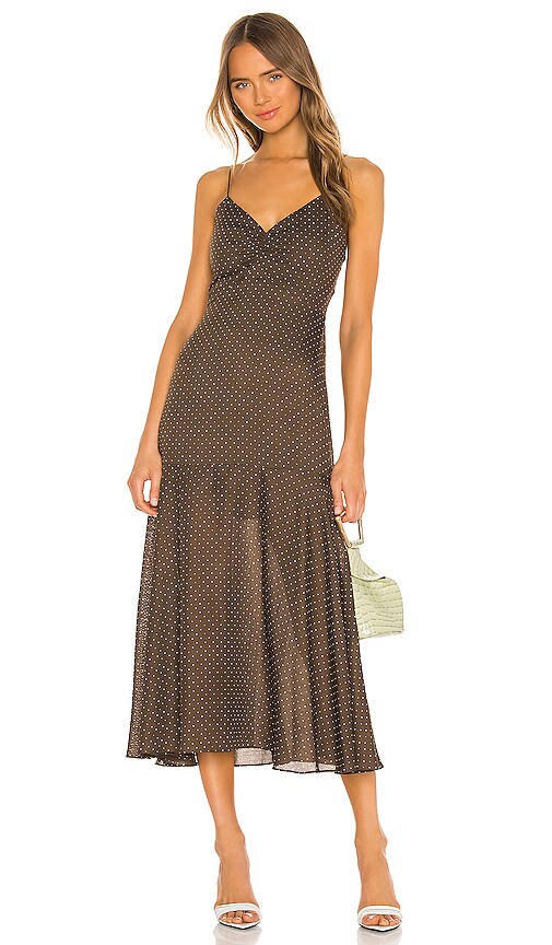 Alexis Nizarra Dress in Mocha Dot Linen | REVOLVE