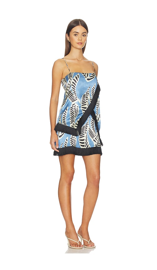 Alexis Print Fringe Mini Dress In Blue