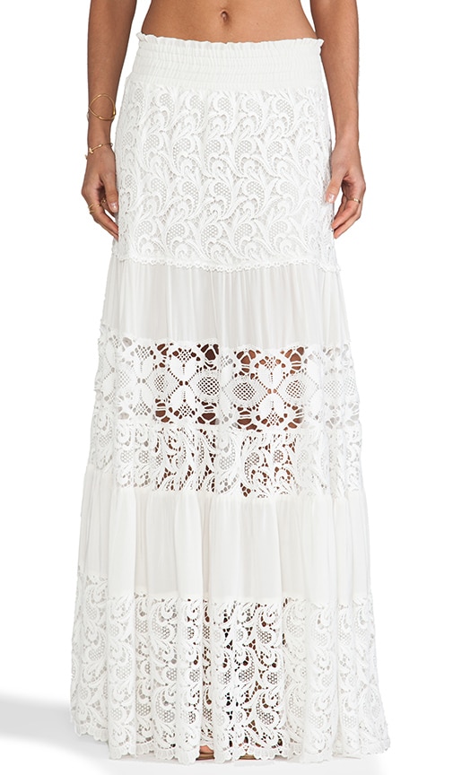 white crochet maxi skirt