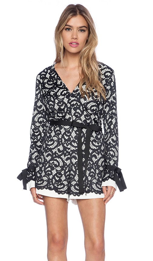 Alexis Aine Long Sleeve Romper in Black White