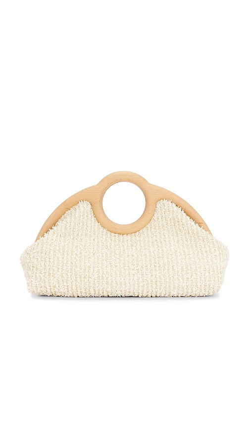 Alexis Sloane Raffia Frame Clutch in Natural & Off White