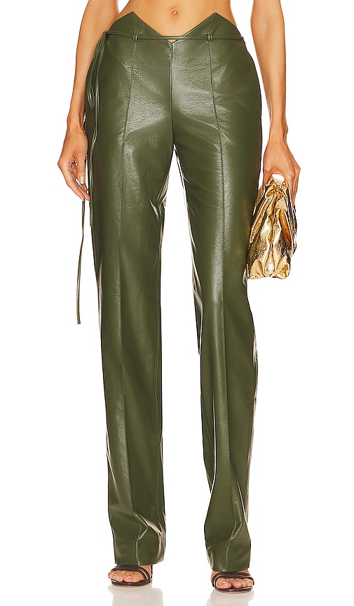Aya Muse Green Montiva Faux-leather Trousers