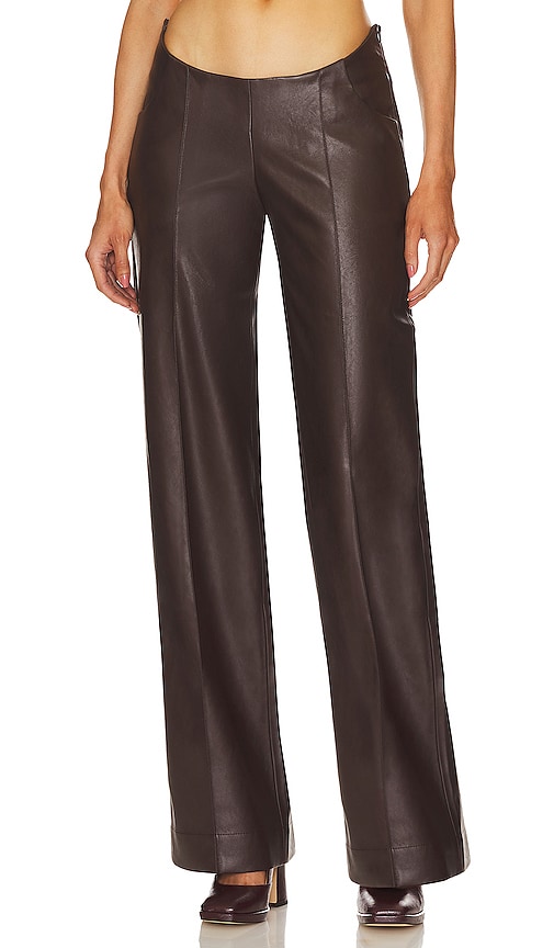 Aya Muse Faux Leather Wide-leg Pants In Brown