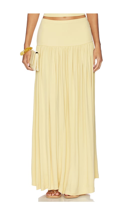 Aya Muse Gathered Jersey Maxi Skirt In Yellow
