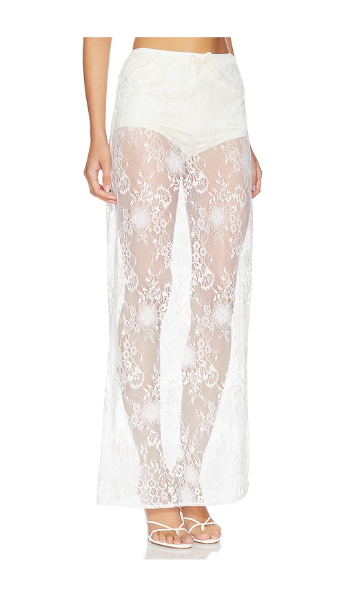Aya Muse Eteri Bow-detail Floral Lace Midi Skirt In White