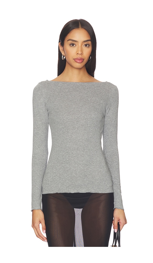 Aya Muse Boatneck Long Sleeve Tee In Gray