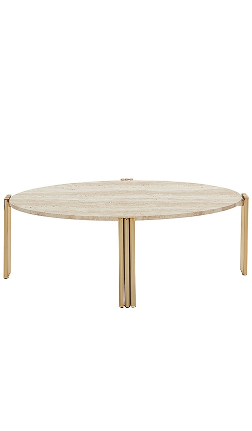 AYTM Tribus Oval Coffee Table in Gold & Travertine