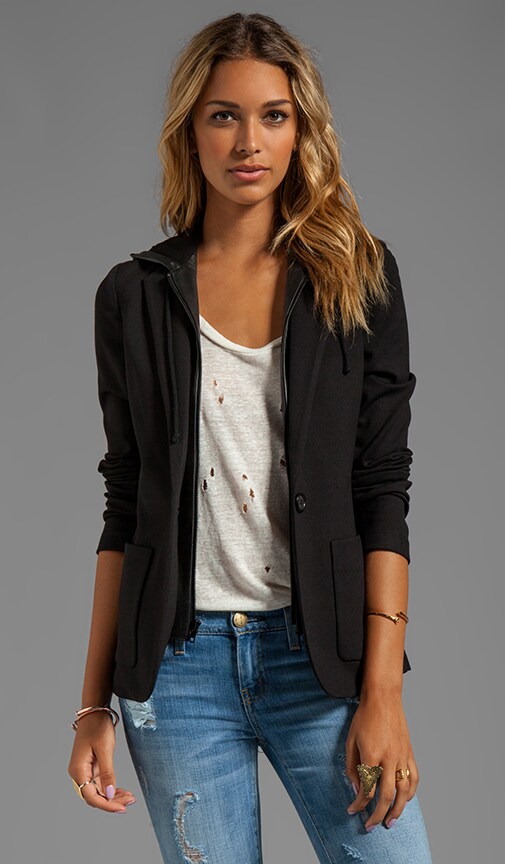 Haiku Leather Trim Blazer with Hood