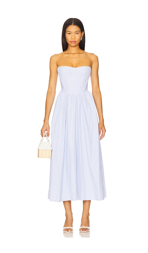 Lola Corset Stripe Midi Dress in Baby Blue. - size 10 (also in 12, 2, 4, 6, 8) - Bardot - Modalova