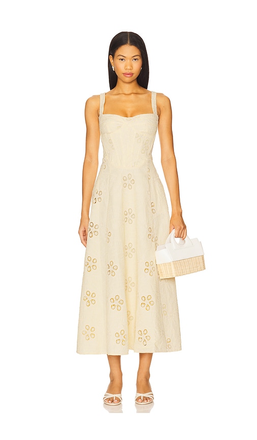 Lilah Corset Midi Dress in Lemon. - size 10 (also in 12, 2, 4, 6, 8) - Bardot - Modalova