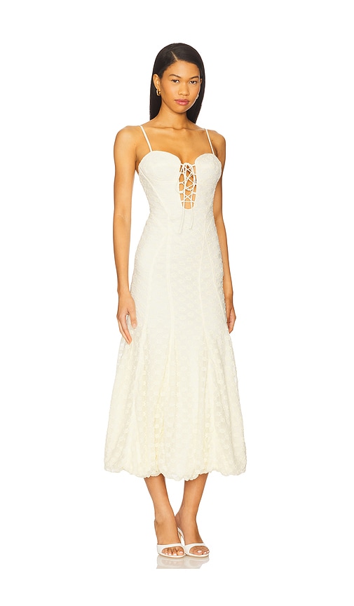 Bardot Delany Lace Sleeveless Bubble Hem Midi Dress In Neutral