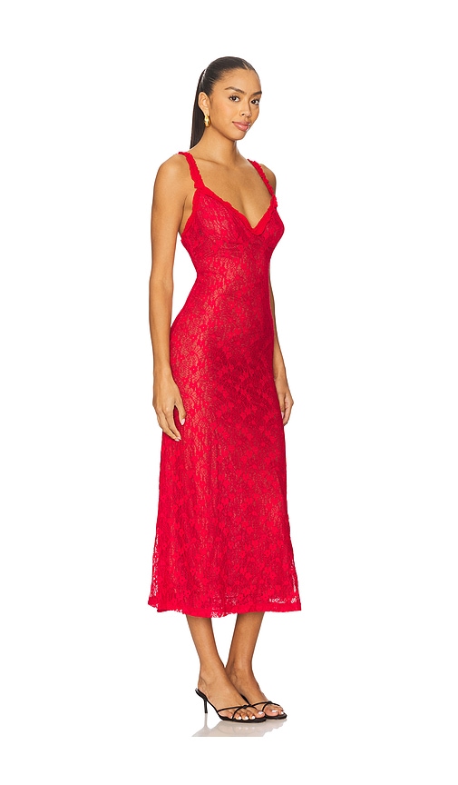 Bardot Alegra Stretch Lace Midi Dress In Red
