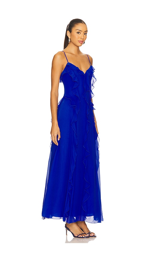 Bardot Veris Ruffle Maxi Dress In Gold