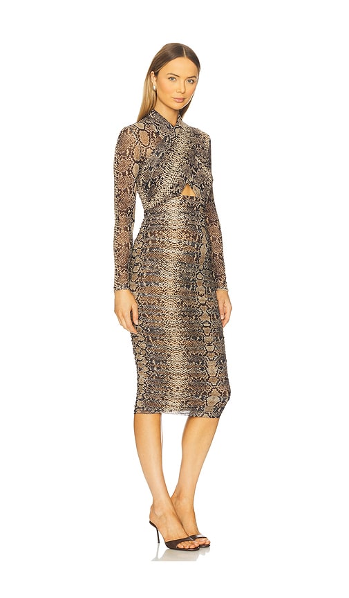 Bardot Aliyah Printed Midi Dress In Brown