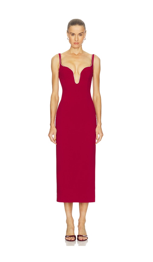 Bardot Brooklyn Diamonte Midi Dress In Burgundy