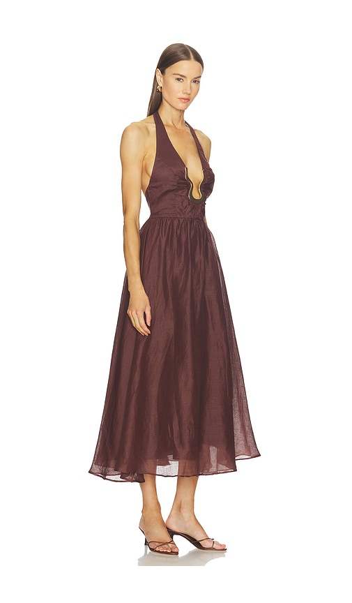 Bardot Cavarly Ramie Halter Dress In Brown
