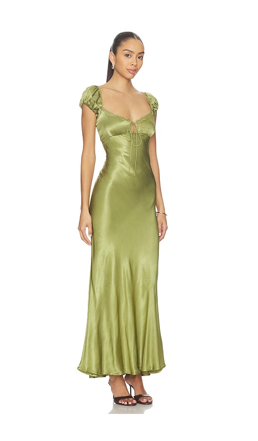Bardot Stasia Satin Maxi Slip Dress In Green