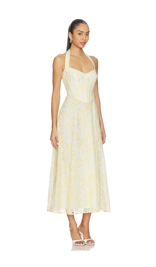 Bardot Pollie Halter Midi Dress In Yellow