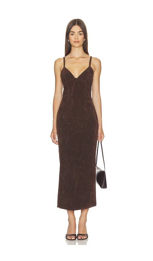 Estine Faux Suede Midi Dress by bardot in Dark Choco