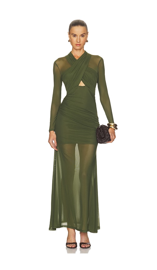 Veria Wrap Mesh Maxi Dress