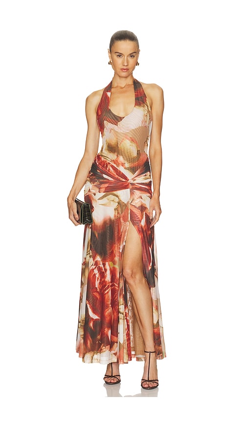 Sariba Halter Mesh Midi Dress